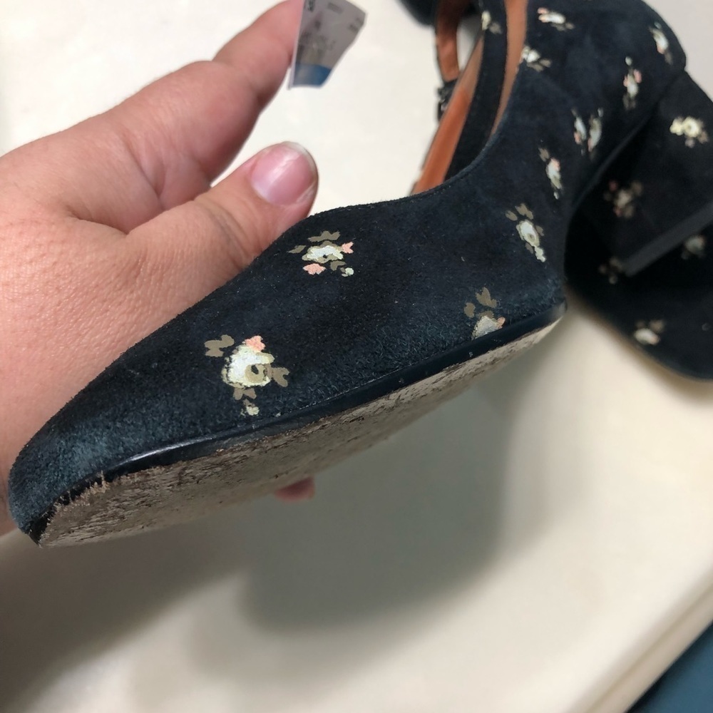 Coach shoes black Ankle Strap Pump Prairie floral chunky heel cottagecore chic - Picture 6 of 16